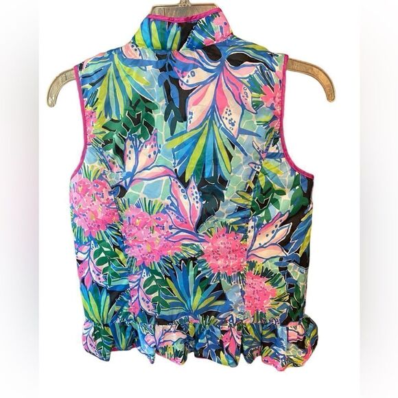 Lilly Pulitzer NWT Sz XL Girls Palm Beach Prosecco Pink Melanie Zipper Vest - Picture 3 of 8
